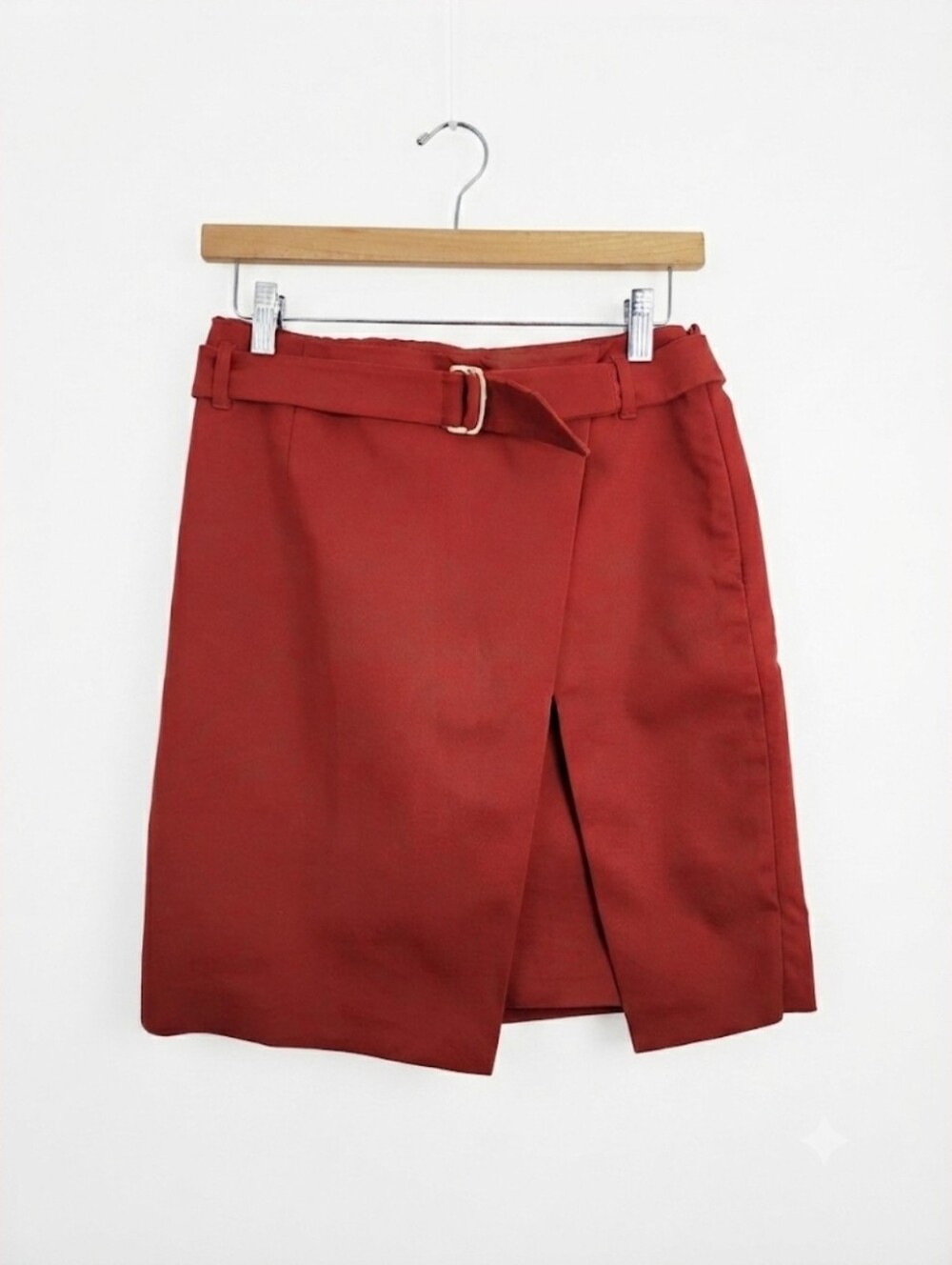 White House Black Market Red Faux Wrap Mini Skirt Size 2